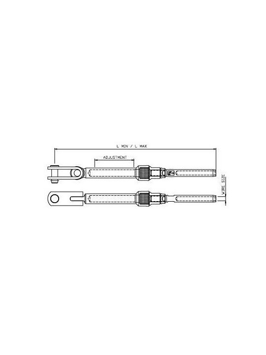 Single-setting turnbuckle - regatta - without graduation