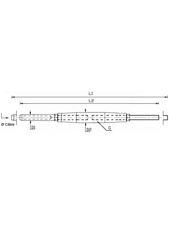 RIDOIR "DESIGN" INOX À TIGE FILETÉE /TERMINAISON À SERTIR