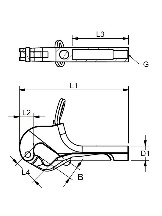 Pelican hook M6 or M8