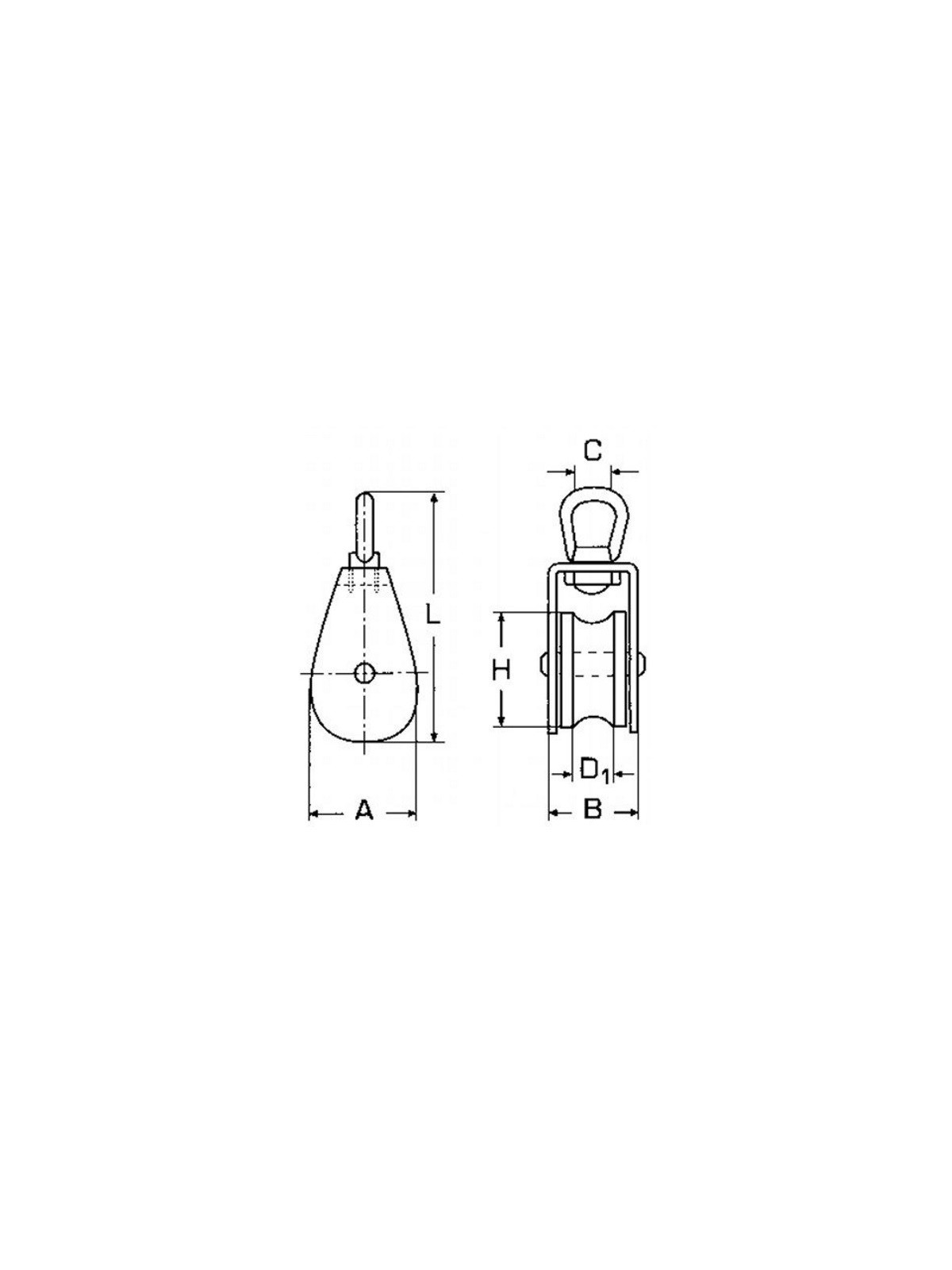 stainless steel pulley 1 sheave diagram