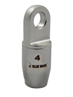 Stainless steel eye for textile rigging