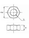 Stainless steel metric nut - technical drawing