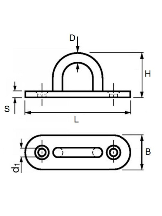 Pontet soudé sur platine - dessin technique