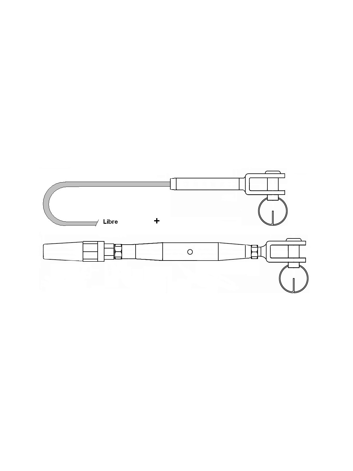 Ø5mm (7*7) cable guardrail kit with fixed fork terminals