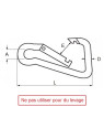Mousqueton assymetrique en inox A4