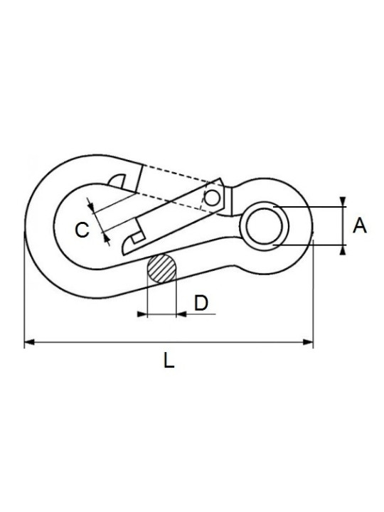A4 stainless steel fireman&apos;s snap hook with eye