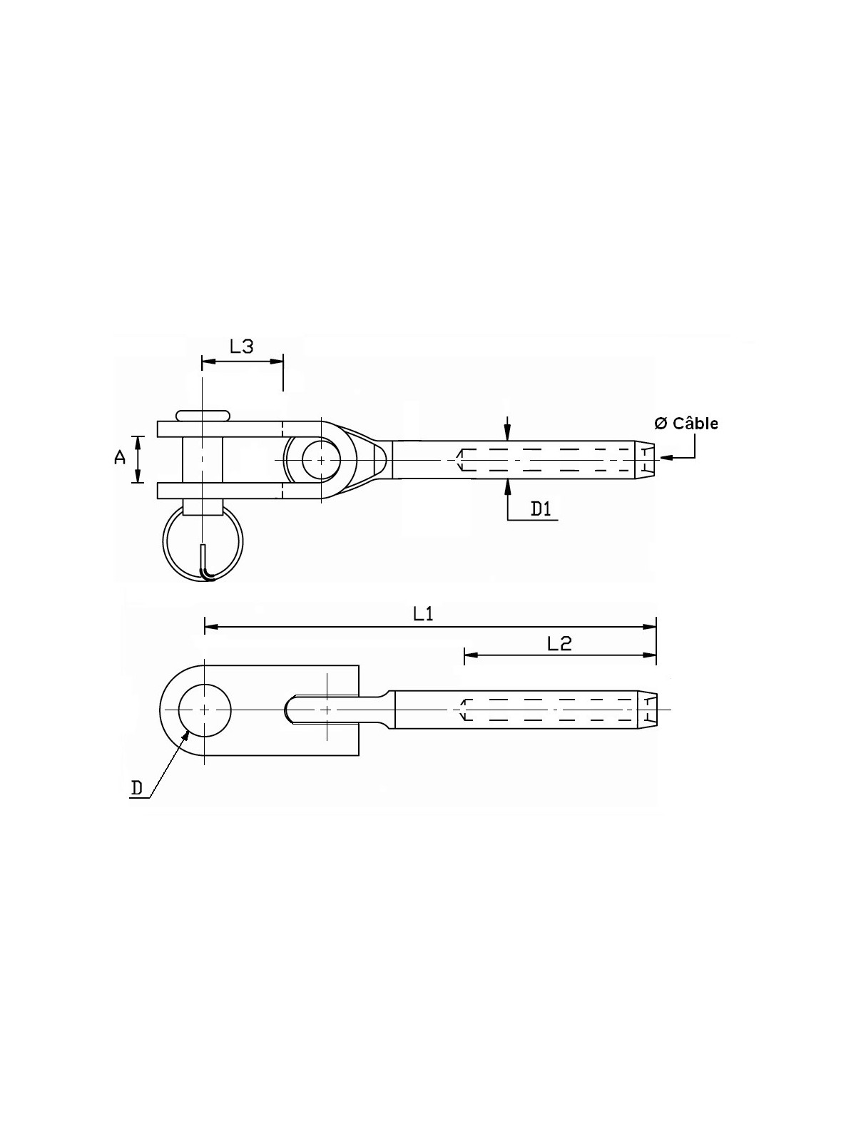 crimp terminal with toggle fork IS