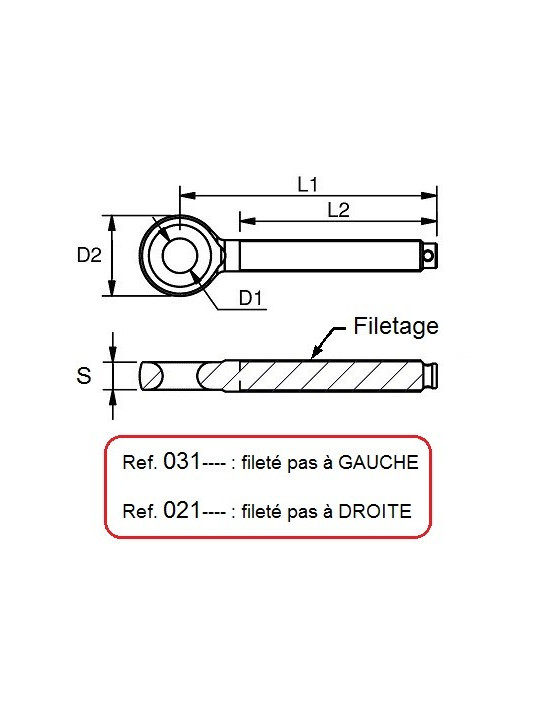 Oeil fileté pour epissure cordage
