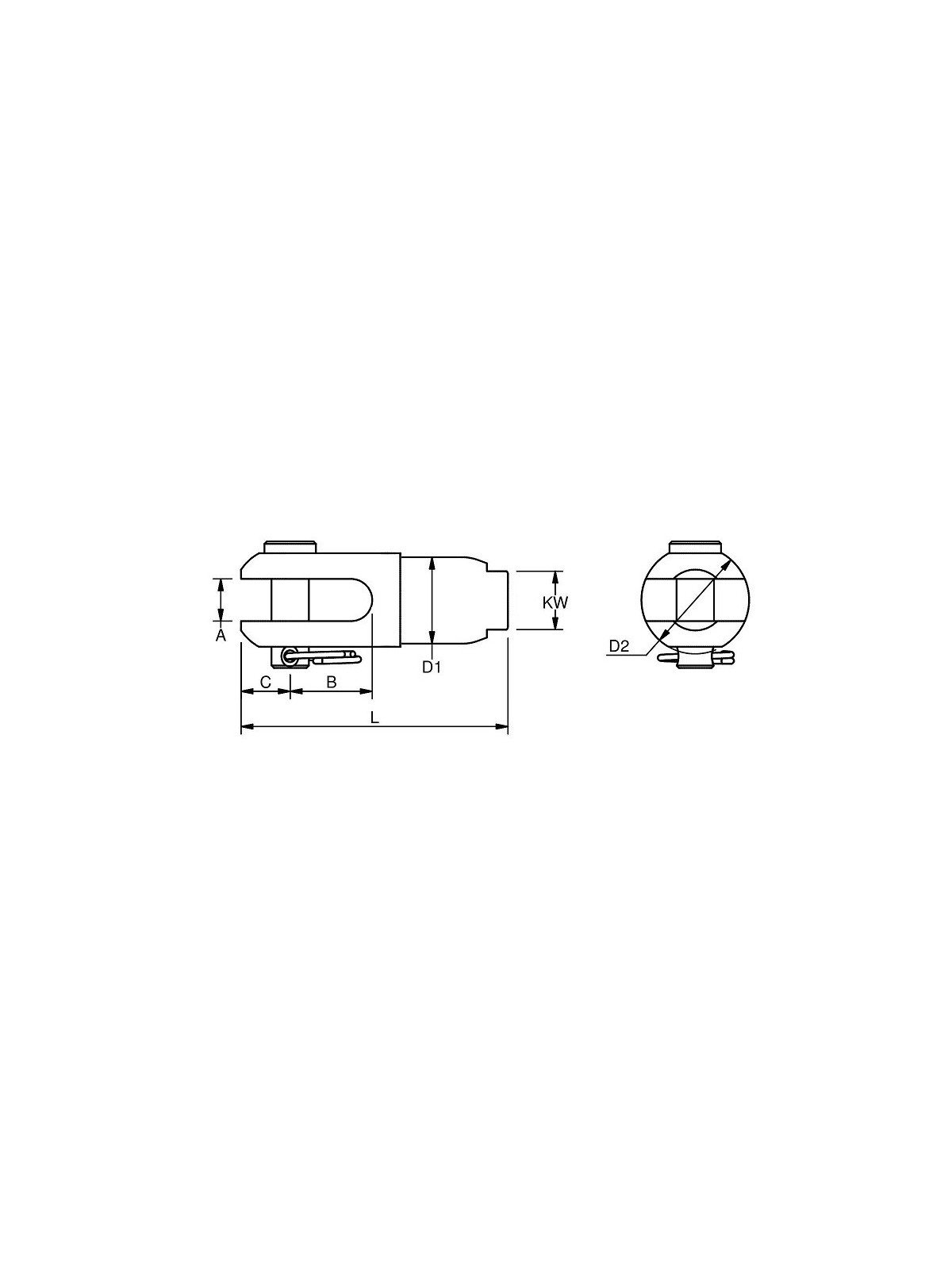 Aluminium fork for rope rigging