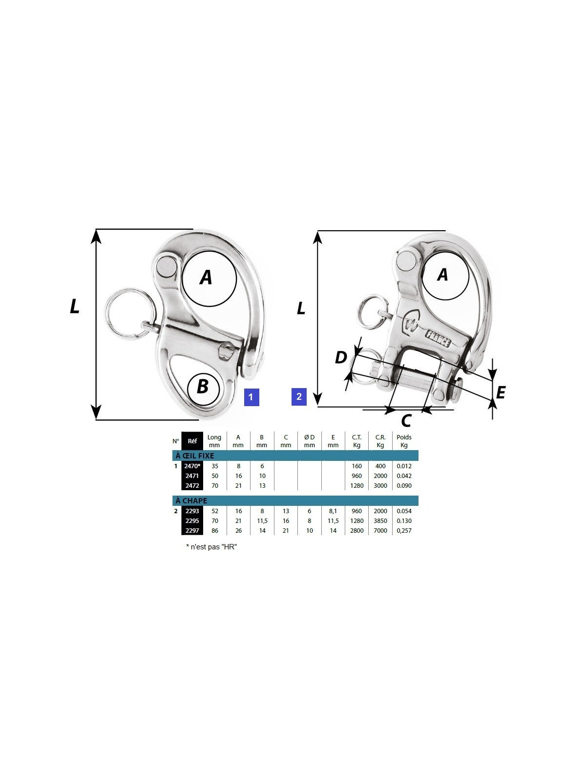 Halyard snap hooks