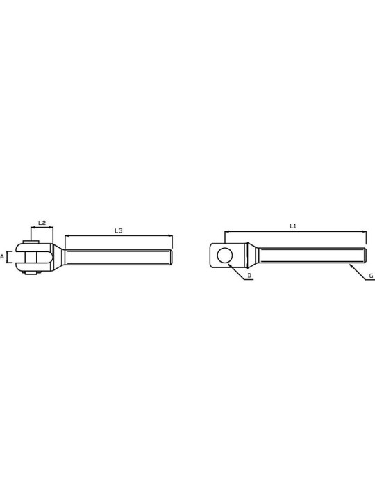 Chape fixe usinée filetée métrique droite pour tendeurs en inox