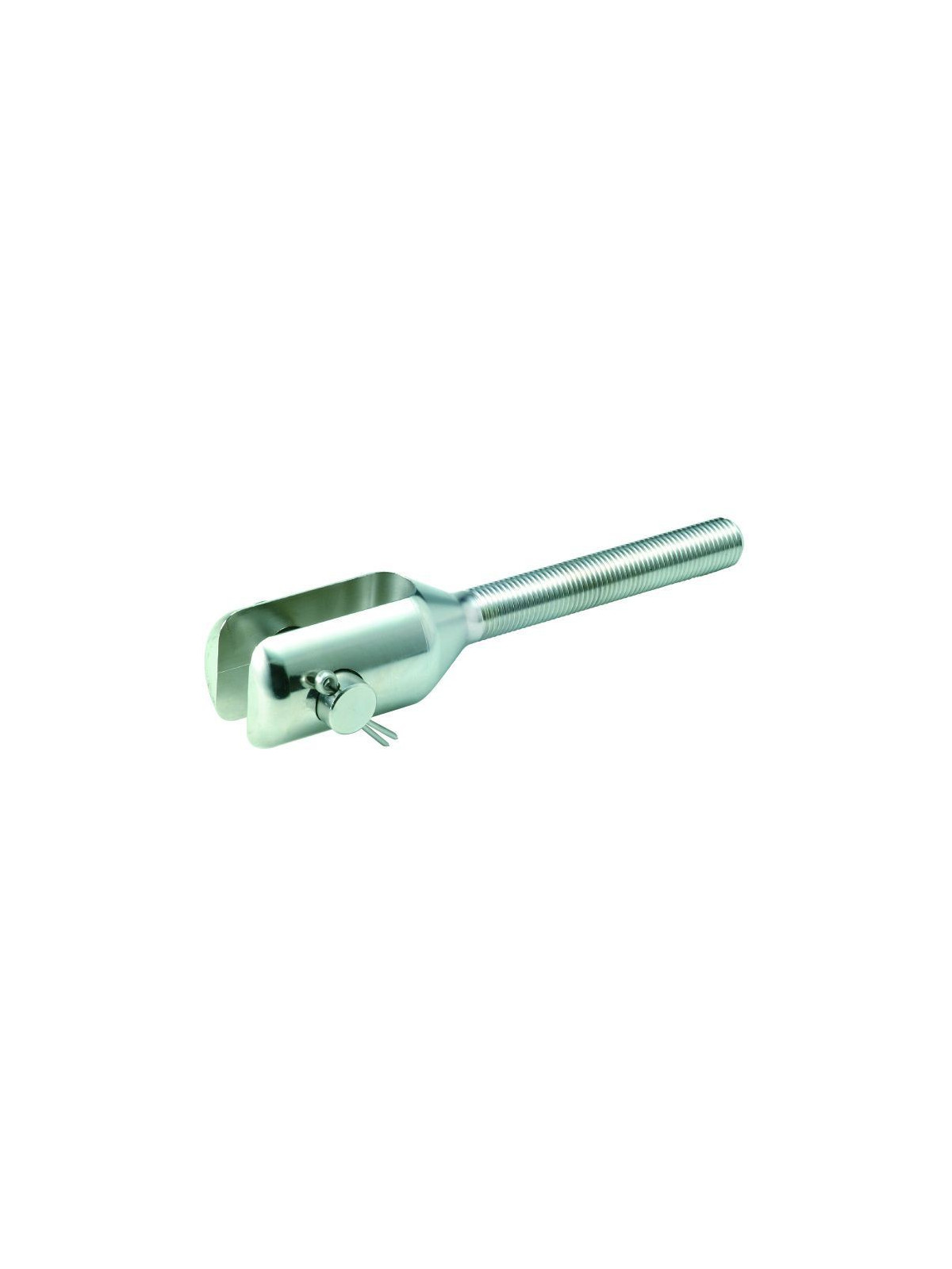 Horquilla fija mecanizada con rosca métrica izquierda para tensor de cable