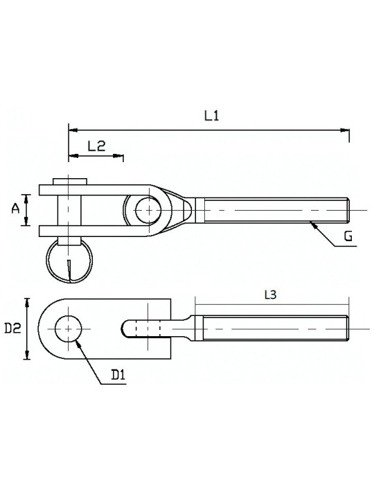 Horquilla de rosca métrica recta Inox System