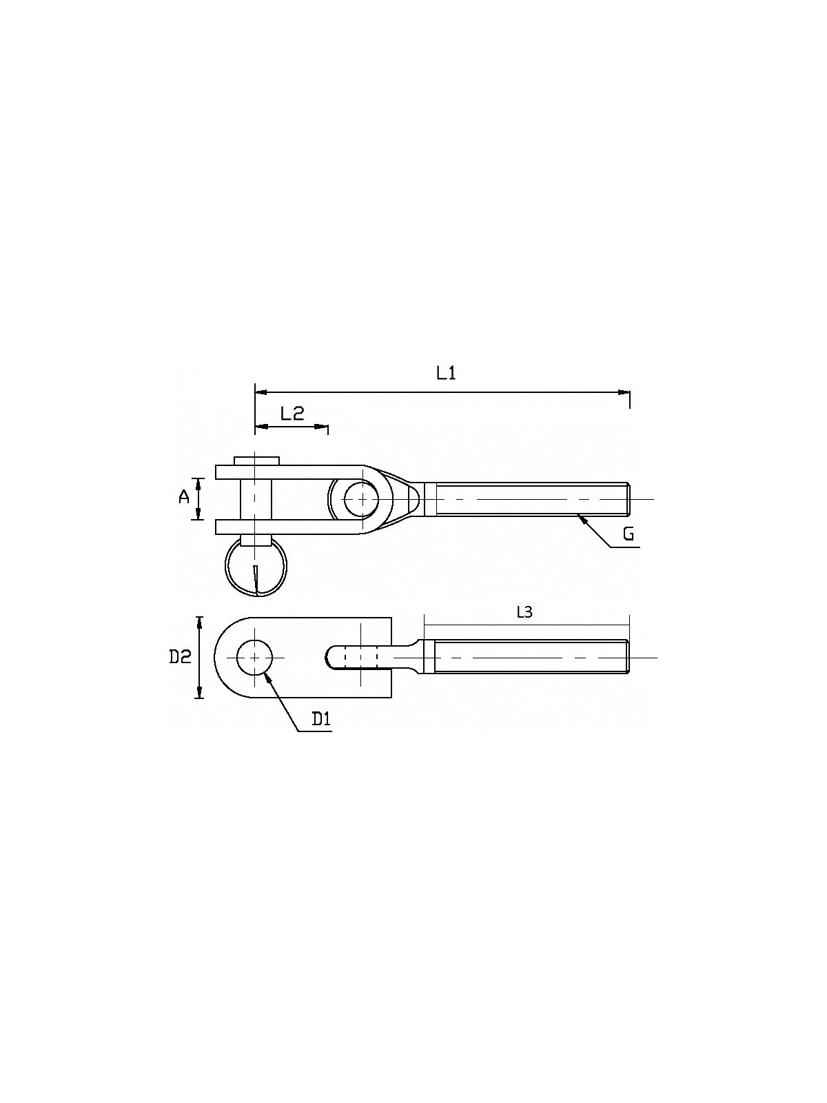 Chape articulée filetée Métrique droite Inox System