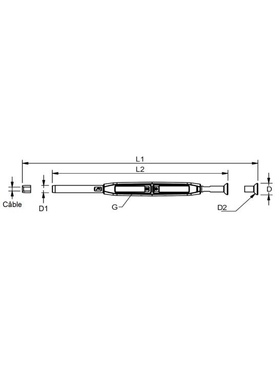 Tensor de media bola de acero inoxidable / Terminación