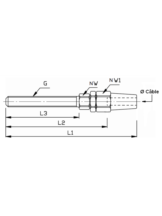 swageless threaded terminal