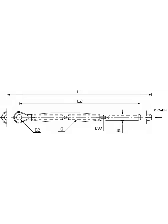 Ridoir à sertir corps fermé oeil/terminaison - INOX System