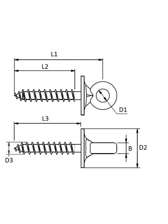 Eye bolt with base - wood screw