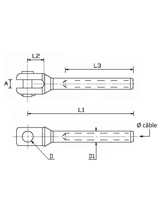 crimp with machined fixed fork terminal