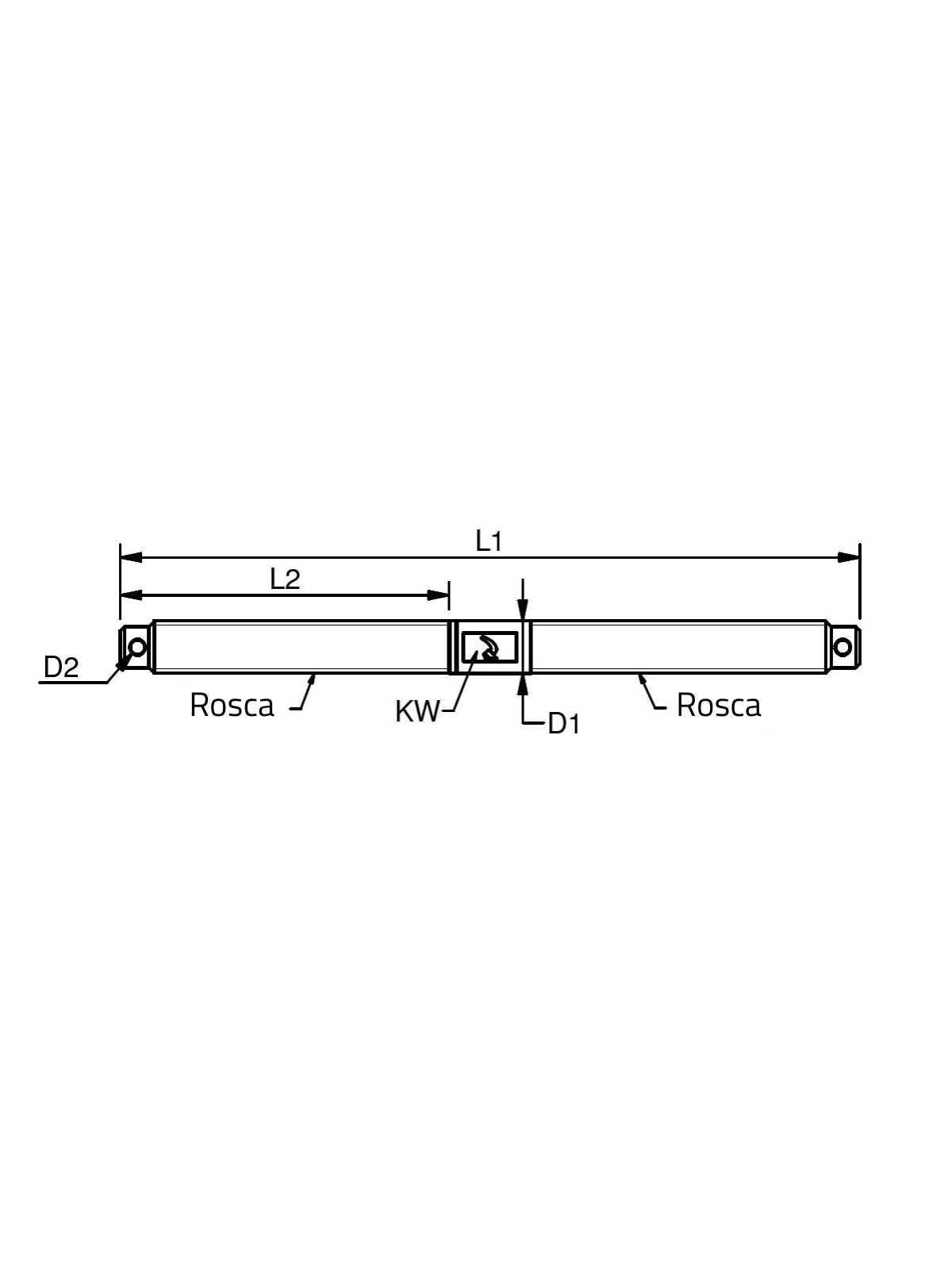Tige filetée droite/gauche UNF pour ridoir Inox System