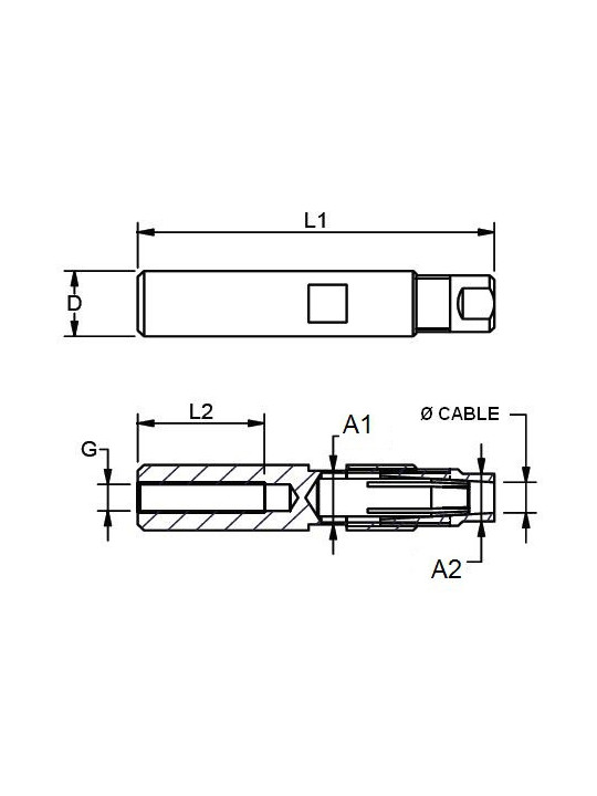 “Design" swageless M6 Right thread terminal - INOX System
