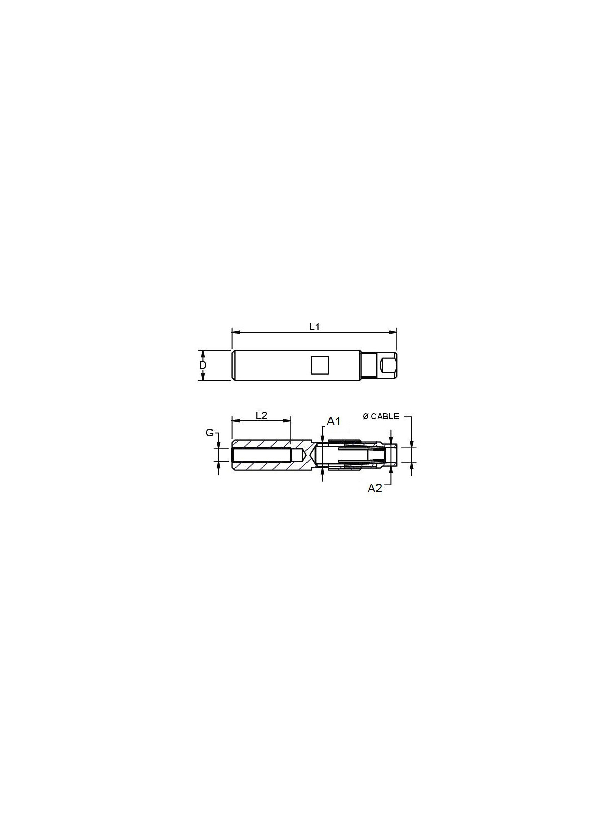 “Design" swageless M6 Right thread terminal - INOX System
