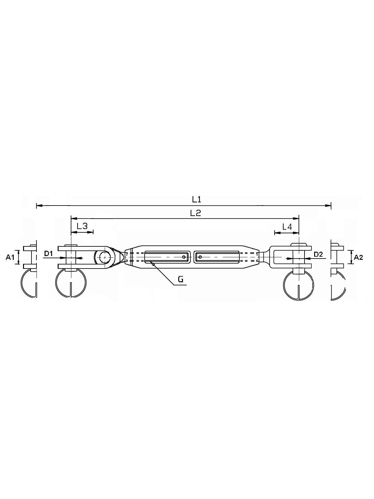 bronze open turnbuckle fork