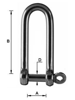 Long forged stainless steel shackle