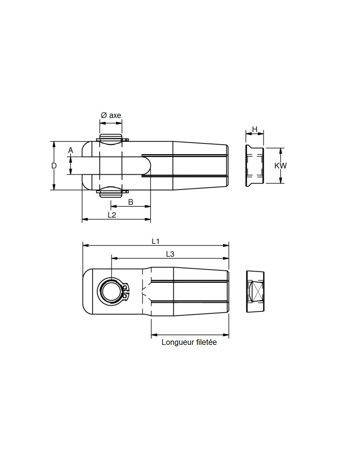Fork and counter-nut 316 grade stainless steel