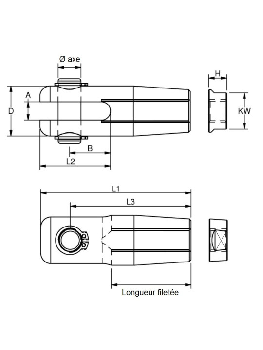 Fork and counter-nut 316 grade stainless steel